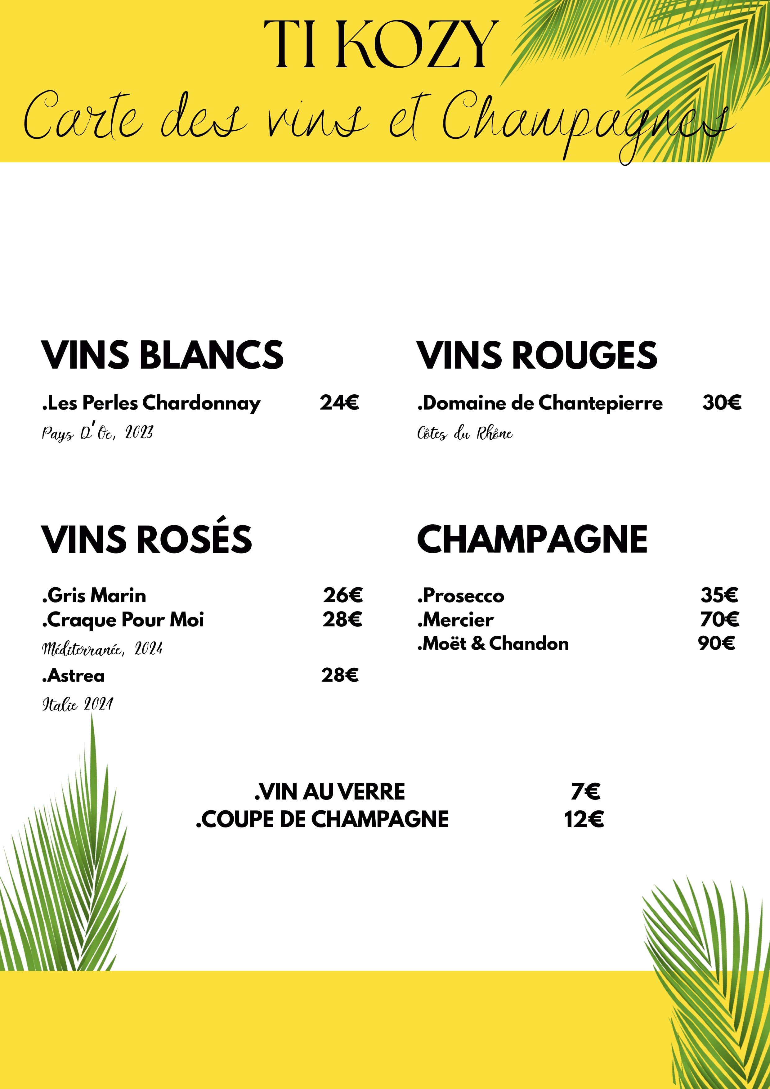 Carte des Vins